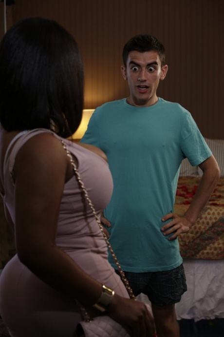 Curvaceous ebony with a big bum Aryana Adin gets fucked by a skinny guy