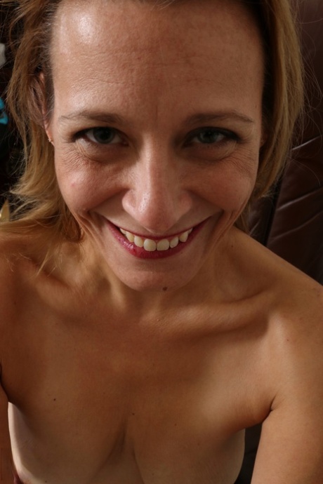 American housewife Indigo shows her cute boobs and toys her twat