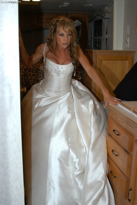 Gorgeous babe in a wedding dress Shayla LaVeaux gets slammed by her hubby