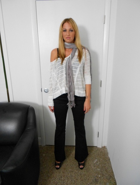 Hot amateur Trixie Star strips naked showing big naturals at casting audition
