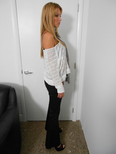 Hot amateur Trixie Star strips naked showing big naturals at casting audition