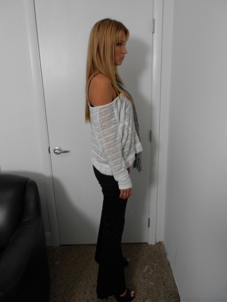 Hot amateur Trixie Star strips naked showing big naturals at casting audition