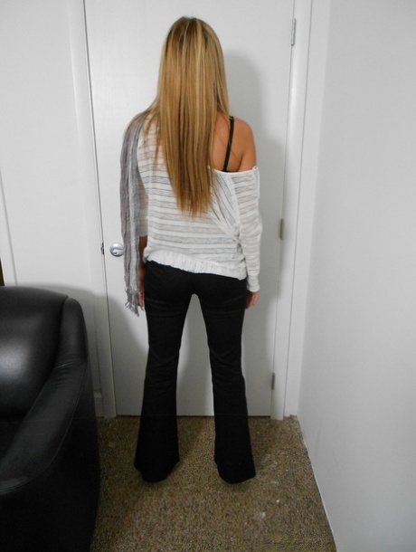 Hot amateur Trixie Star strips naked showing big naturals at casting audition