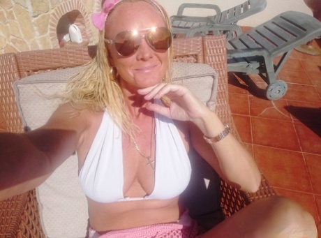Spanish wife Natalie K shows her big tits and masturbates in public