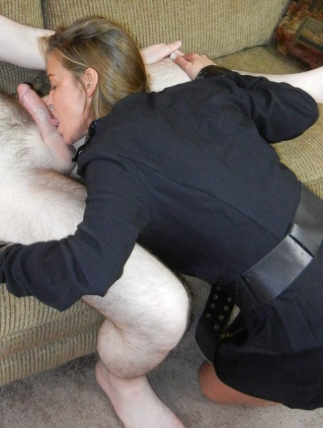 Curvy housewife Leeanna Heart sheds her cop costume & gets a thorough dicking